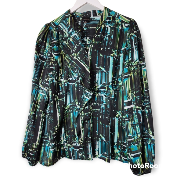 Worthington Green Long Sleeve Blouse size large - Picture 10 of 11